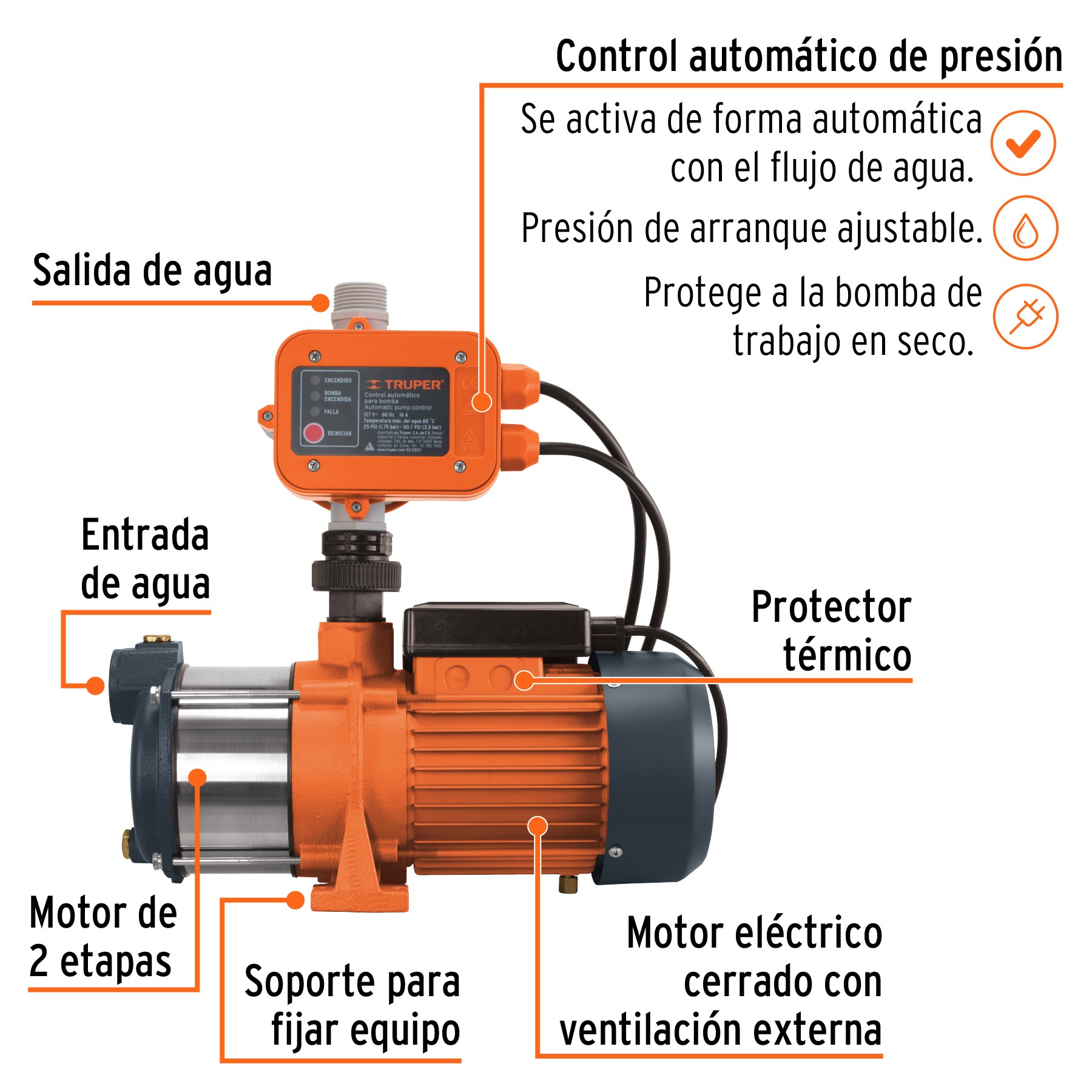 Bomba presurizadora para agua 1/3 HP, Truper - Maderería y Ferretería  Veracruz